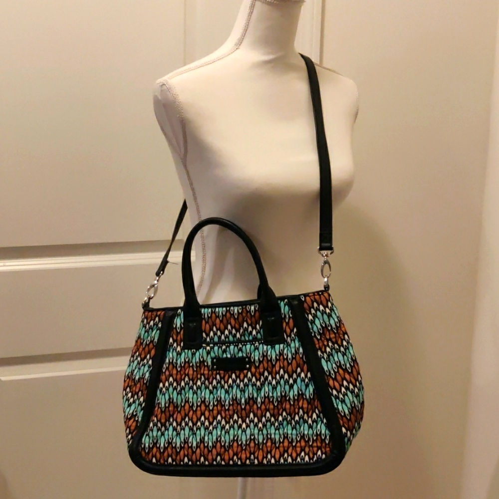 Vintage Vera Bradley Trimmed Trapeze Satchel
